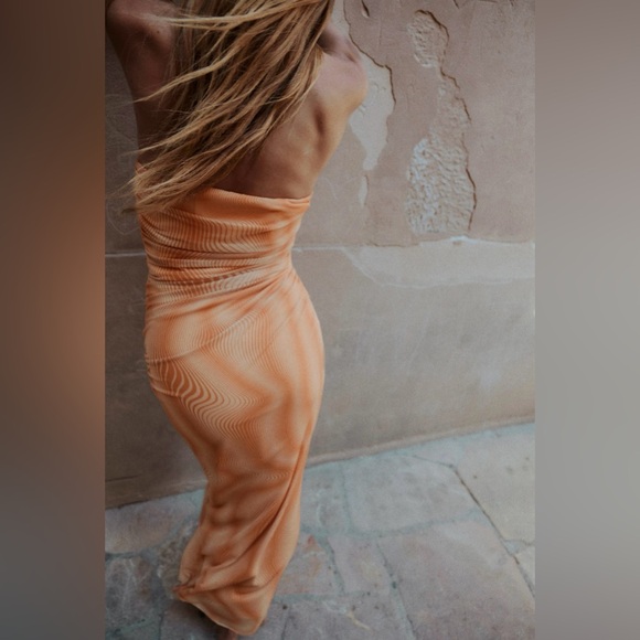 Zara Strapless Printed Tulle Dress - Picture 2 of 8